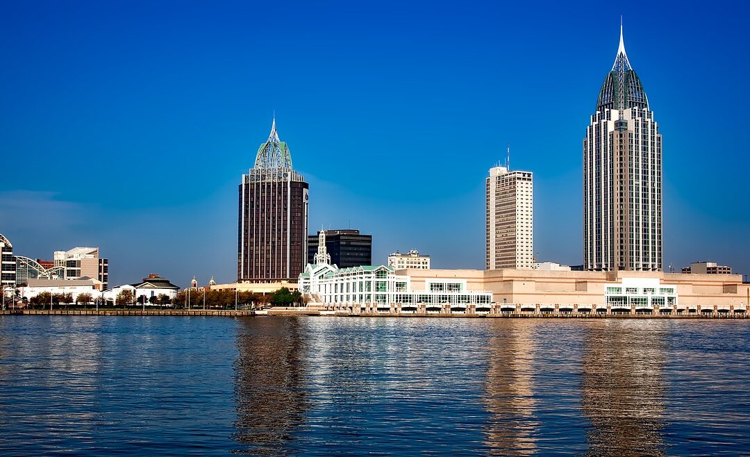 view of mobile, al from the water