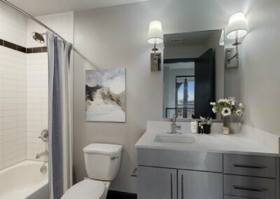Modern Counters in Merchant's Plaza Apartment Bathroom
